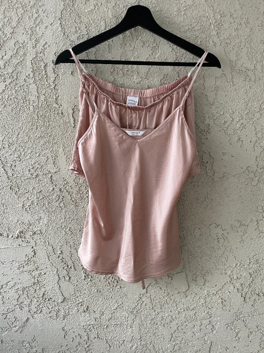 THXSILK 100% Mulberry Silk Pink Pajama Camisole Short Set Women's Small